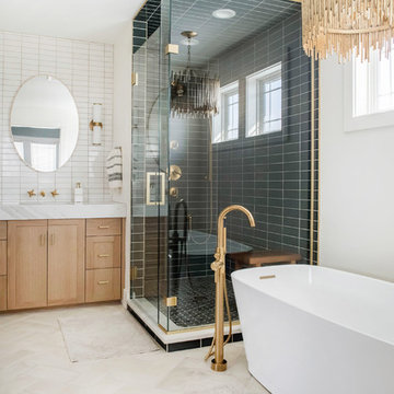 Dramatic White and Grey Tile for Master Bath