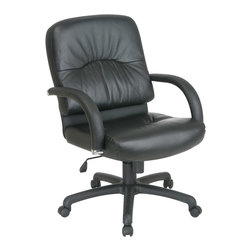 Deluxe High Back Faux Leather Chair with Padded Arms - Office Chairs