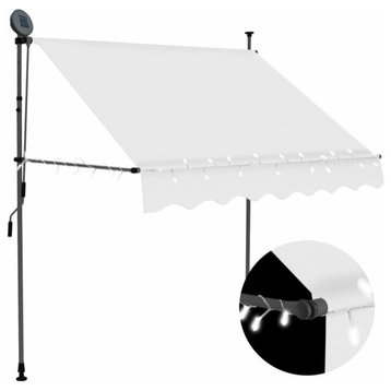 vidaXL Retractable Awning Patio Awning Sunshade with Hand Crank and LED Cream