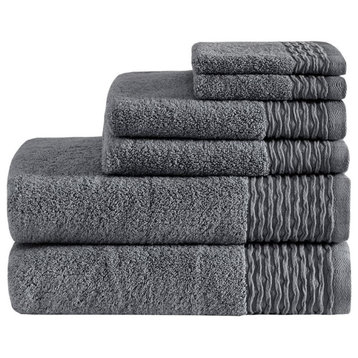 100% Cotton Wavy Border 6pcs Towel Set, MP73-5716