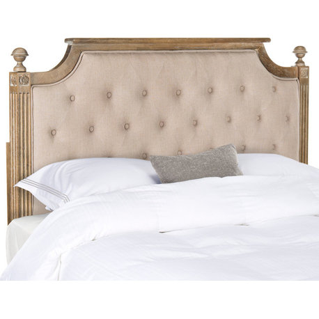 Safavieh Rustic Wood Tufted Headboard, Taupe, Queen, Linen