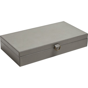 Marbled Leather D Ring Box - Dark Gray, Large