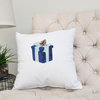 Gift Wrapped 20" Navy Blue Holiday Print Decorative Throw Pillow