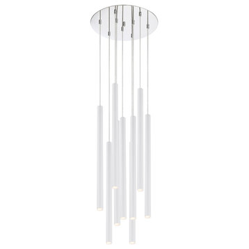 Z-Lite Forest 9-Light 24" Rounded Island, Chrome/White, 917MP24-WH-LED-9RCH
