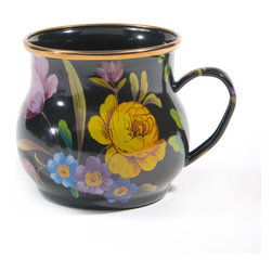 Flower Market Enamel Mug - Black | MacKenzie-Childs - Mugs