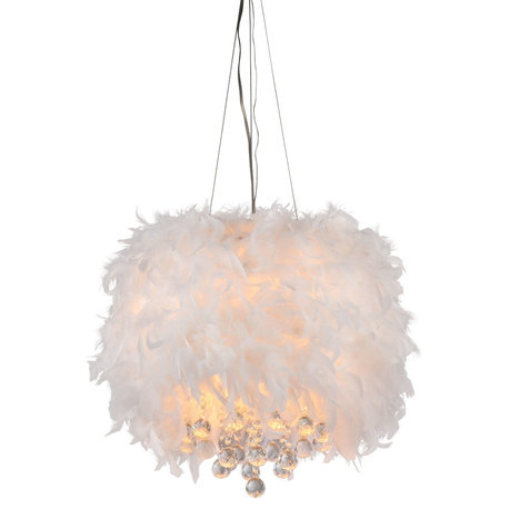 Iglesias Fluffy White Feathers and Crystal 3-Light Pendant