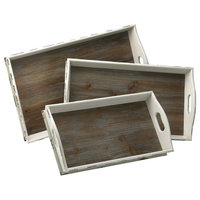 Cyan Design Alder Nesting Tray, Set of Three, Distressed White and Gray