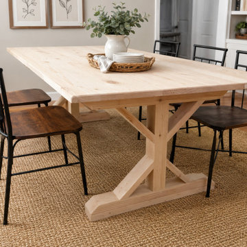 Solid Wood X-Trestle Farmhouse Dining Table