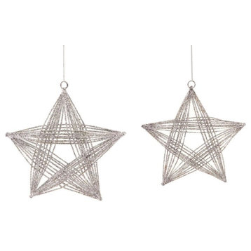 Dimensional Wire Frame Star Christmas Ornaments, Set of 2