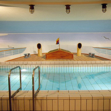 Private Wellnessanlage, Gesamtgestaltung, Illusionsmalerei und Marmorimitation