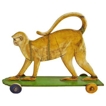 Consigned Vintage Wood Monkey on Wheels