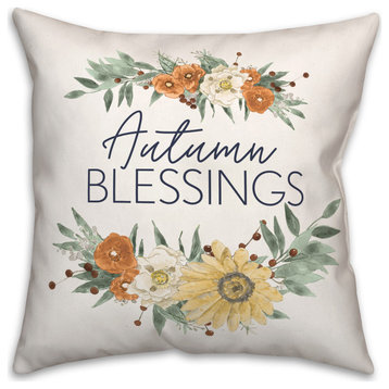 Autumn Blessings Floral 18x18 Spun Poly Pillow