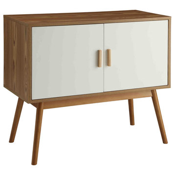 Convenience Concepts Oslo Storage Console in White and Natural Wood Finish