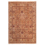 Bareens Designer Rugs - Antique Vegetable Dyed Agra Vicki Tan/Tan Wool Rug - 8'2'' x 10'1'' - Designed with mesmerizing intricacy and gorgeous color palette, this hand-knotted masterpiece demonstrates the beauty and electrifying thrill of Pak Persian art. These meticulously hand-knotted Pak-Persian rug is made with pure wool and features breathtaking traditional, transitional, and tribal designs in bold luxurious color pallets. Known for their intricate designs these rugs are a reproduction of Persian rugs, made in Pakistan with unique Mughal designs. Made by master weavers using the same Persian texture, design and dying technique, we wanted to produce the most significant manifestation of Persian art, life, and culture. This rug is most famous for its exceptional quality, incredible designs, patterns, and vibrant rich color. Pak-Persian rugs made with Persian weave with high knot counts, which enables the high intricacy and detail found in the patterns are also referred to as "State of art", each color adds a rich beautiful detail in the artwork of this rug. The design, color, and beautiful chromatic composition with a vibrant sheen with intricate designs, exude beauty, elegance, and quality make this rug a masterpiece of its own.