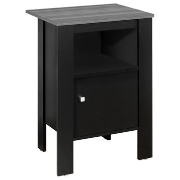 Accent Table Side End Nightstand Lamp Storage Laminate Black Grey