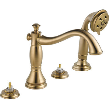 Delta Cassidy Roman Tub with Hand Shower Trim - Less Handles, Champagne Bronze