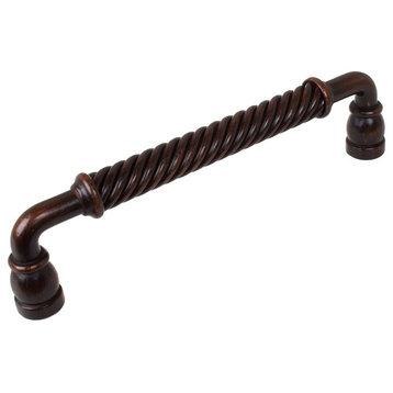 6-1/4" Screw Center Twisted Steel Cabinet Pull, Set of 20, Oil Rubbed Bronze