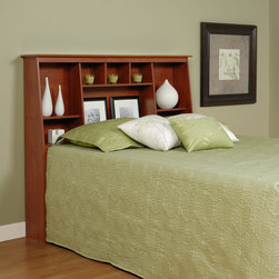Prepac Slant-Back Tall Double / Queen Bookcase Headboard in Cherry - Headboards