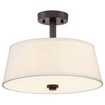 Designers Fountain - Designers Fountain 88511-SB Studio - Two Light Semi-Flush Mount - Shade Included: TRUE  Warranty:Studio Two Light Sem Satin Bronze Off Whi *UL Approved: YES Energy Star Qualified: n/a ADA Certified: n/a  *Number of Lights: Lamp: 2-*Wattage:60w Medium Base bulb(s) *Bulb Included:No *Bulb Type:Medium Base *Finish Type:Satin Bronze