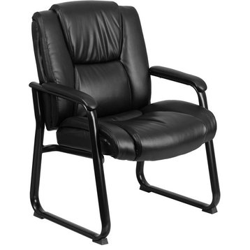 Hercules Series 500 Lb. Capacity Big And Tall Black Leather Executive Side Chair