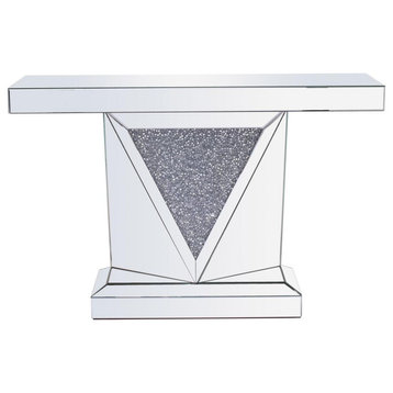 47" Rectangle Crystal Console Table Silver Royal Cut Crystal