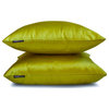 Chartreuse 12"x14" Lumbar Pillow Cover Set of 2 Solid - Chartreuse Slub Satin
