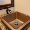 15" Square Skirted Vessel Hammered Copper Bathroom Sink