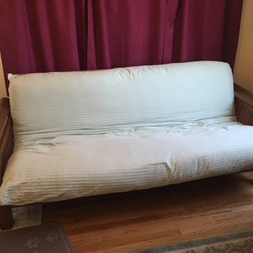 Cotton Futon Mattress on Traditional Wood Bi Fold Futon Frame