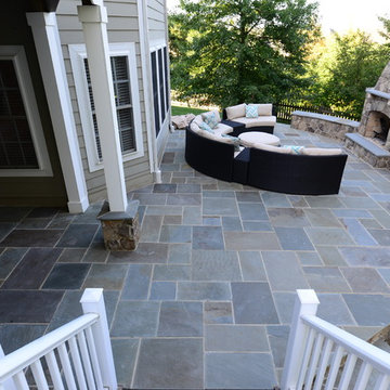 Stone Patio,Stone fireplace,stone seating walls,Stone walkway