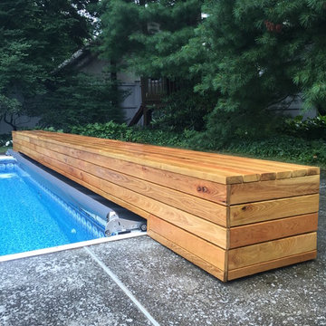 Automatic Pool Cover - Black Locust Wood and Concrete