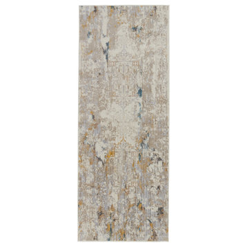 Vibe Hammon Abstract Gray and Gold Area Rug, 3'x8'