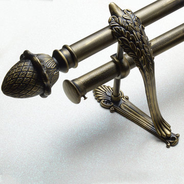 QYR39 1-1/8" Diameter Black Brush Gold Peacock Bracket Aluminum Alloy Single Dou