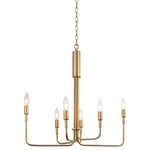 LNC - LNC 24" H  6-Lights Modern Gold Satin Metal Linear Dimmable Chandelier - At LNC, we always believe that Classic is the Timeless Fashion, Liveable is the essential lifestyle, and Natural is the eternal beauty. Every product is an artwork of LNC, we strive to combine timeless design aesthetics with quality, and each piece can be a lasting appeal.