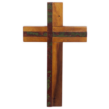 Black Wood Natural Cross Sculpture, 20x12x1