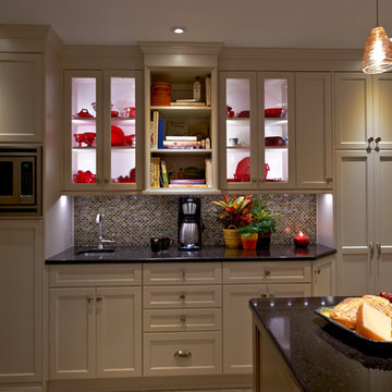 Built-In Breakfast Bar and Display Shelving