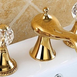 Molino Bathroom widespread Lavatory Sink faucet crystal handles mixer tap Gold c - Bathroom Sink Faucets