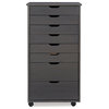 Linon Callie Eight Drawer Wood Rolling Storage Cart in Gray