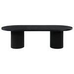 Meridian Furniture - Belinda Oak Wood Dining Table, Black - Transform your dining area with this elegant Belinda black oak wood dining table (3 boxes). Crafted from solid wood with a black oak veneer, this table is sure to last for generations. Its modern oval design is perfect for any contemporary dining space, while its fluted bases provide durability as well as make a unique fashion statement. Two leaves are included, so you can adjust the length of the table according to how many guests you're entertaining.