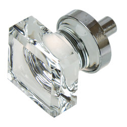 GlideRite Hardware - Hardware 1" Square Glass Cabinet Knob, Polished Chrome - Cabinet And Drawer Knobs