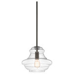 Kichler Lighting - Kichler Lighting 42044OZ Everly - 12" One Light Pendant - The design of this generous pendant from the Everly collection is based on decorative blown glass containers. Sporting a classic lamp-base shape with Olde Bronze hardware it features clear glass and is made memorable with the use of a Vintage Squirrel Cage Filament lamp.