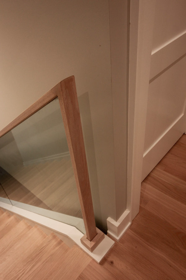 Contemporary Oak Staircase with Frame-less Glass Balustrade, Arlington, VA 22201