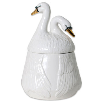 The Dancing Swans Double Head Ceramic Canister by imm Living