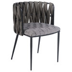 Statements by J - Milano Dining Chair, Gray - Textured weaved fabric on the base and weaved leather on the seat creates this dining chair with sleek design. Seat height 18".