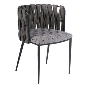 The Eterno Dining Chair, Gray and Black, Fabric and Faux Leather