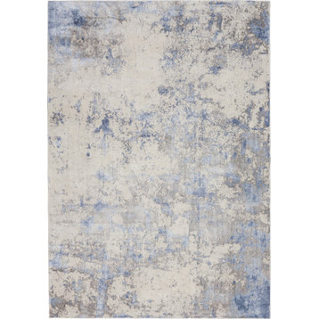 Nourison Silky Textures SLY04 9'3"x12'9" Blue/Ivory/Gray Rug
