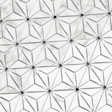 Miseno MT-WHSMSCKAL-CG Musico - 6" x 7" Cubed Wall Mosaic Tile - - White