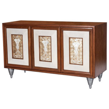 Butler Specialty Shelly Leather and Capiz Shell Inlay Sideboard in Brown