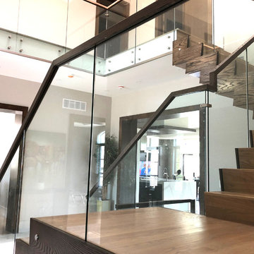 Dexter Modern Wood Cladding Staircase and Glass Railing