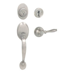 Designers Impressions - Villa Series Door Levers, Satin Nickel, Front Door Handle Set - Door Entry Sets