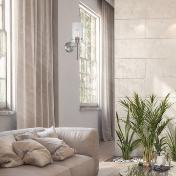 Cusco 1-Light Wall Sconce, Brushed Nickel, Clear Glass Shade